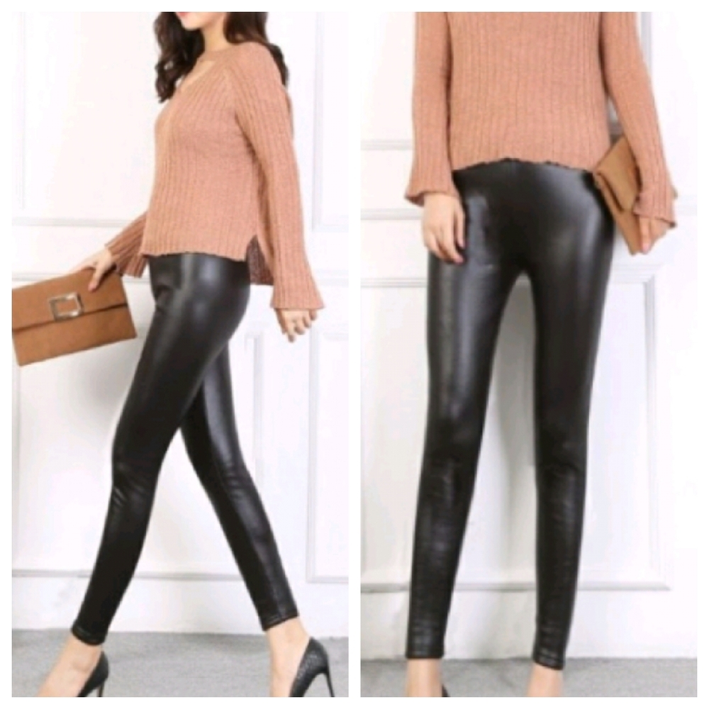 NEW | Faux Leather Leggings with Velvet Lining.
